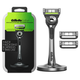 GilletteLabs with Exfoliating Bar Razor (1 Handle + 3 Cartridges + 1 Travel Case)