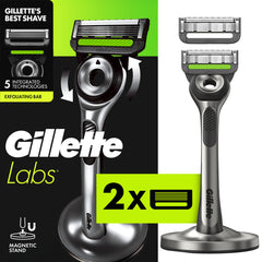 GilletteLabs with Exfoliating Bar Razor (1 Handle + 2 Cartridges)